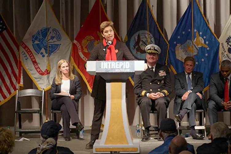 brigadier general giving a speech on memorial day