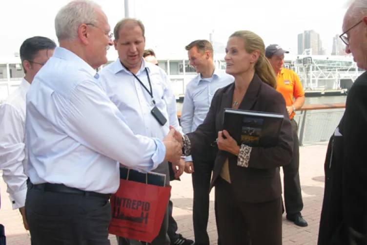 Executive Director, Susan Marenoff thanks President Gasparovic for visiting the Intrepid Museum