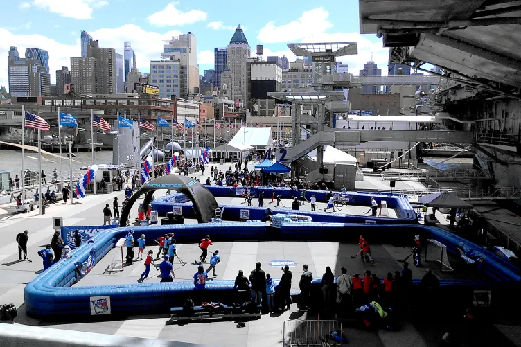 A temporary skate rink on the pier