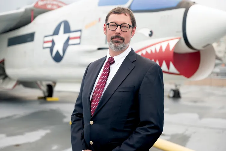 Photo of Christopher Malanson on Intrepid's flight deck.