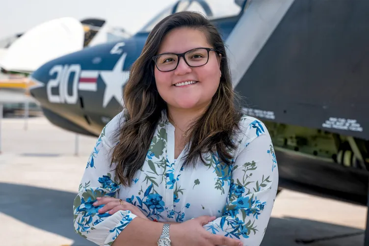 Photo of Virginia Proano on Intrepid's flight deck.