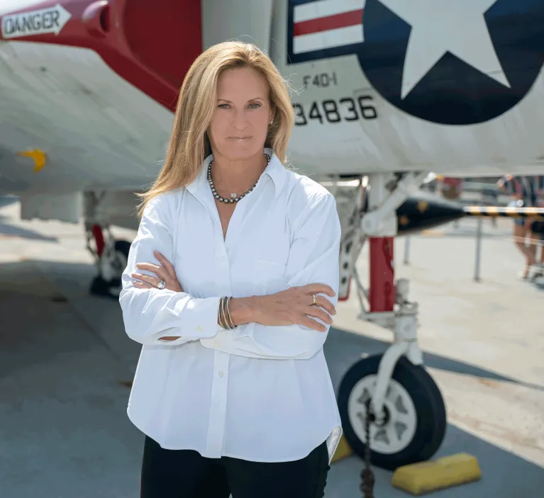 Photo of Susan Marenoff-Zausner on Intrepid's flight deck.