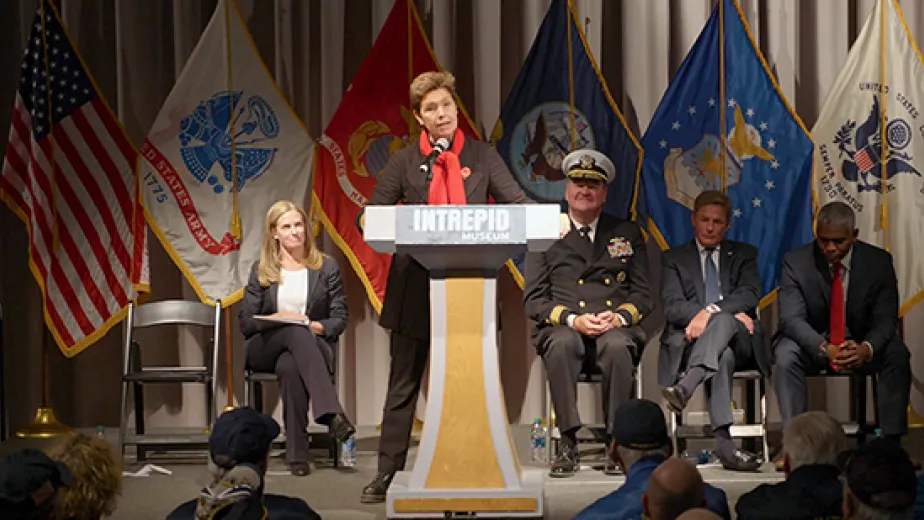 brigadier general giving a speech on memorial day