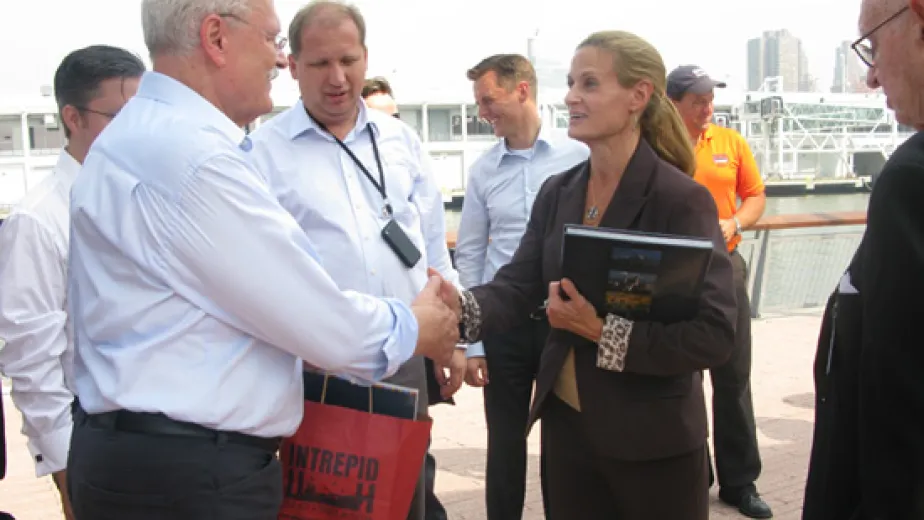 Executive Director, Susan Marenoff thanks President Gasparovic for visiting the Intrepid Museum