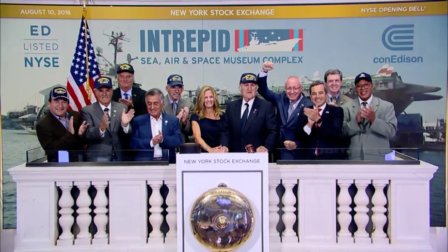 The intrepid museum rings the NYSE opening bell