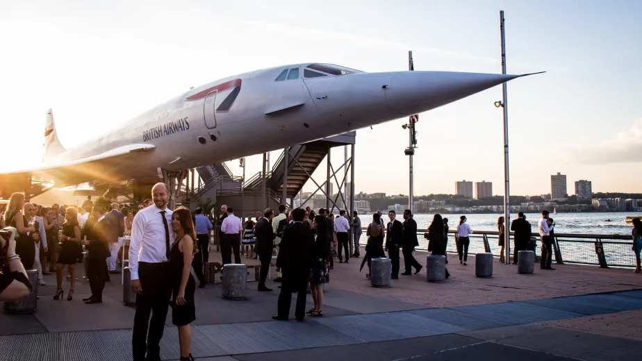 Guests gather for a cocktail reception in the Concorde Plaza