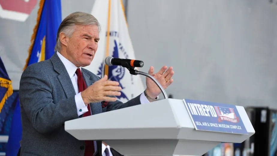 Paul Bucha speaking at the Intrepid Museum.